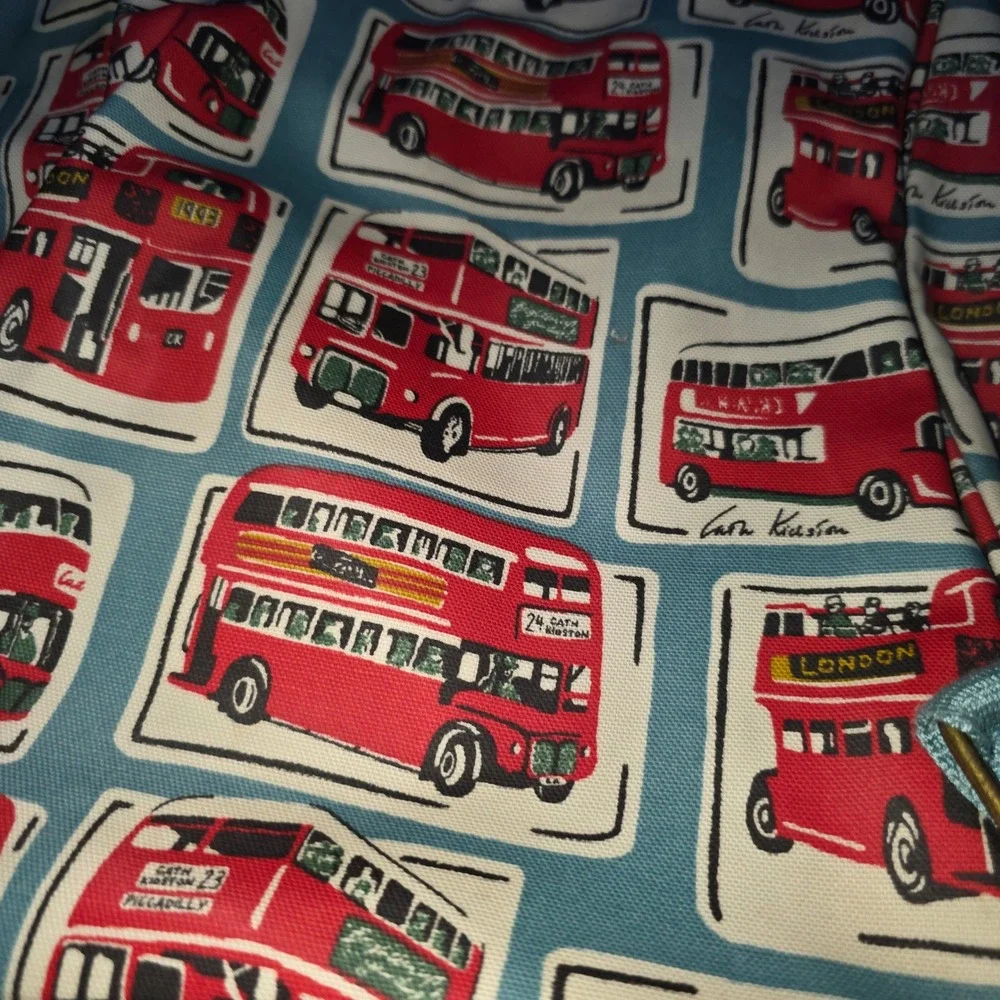 Cath Kids London Red Double Decker Bus Coated Canvas Backpack Rucksack Blue vtg